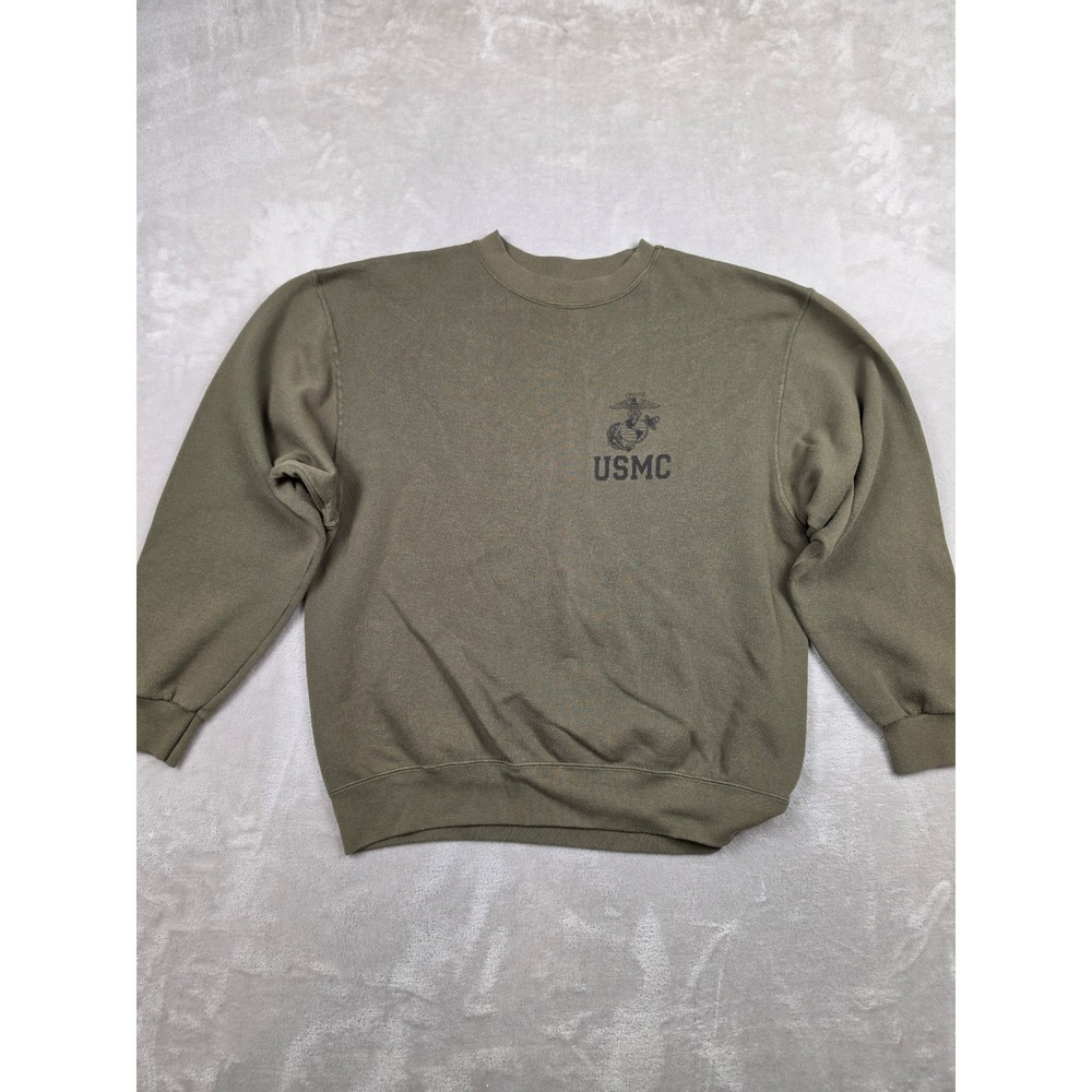 USMC Sweatshirt Mens M/L Green Military Marine Corps Eagle Globe Anchor *Read